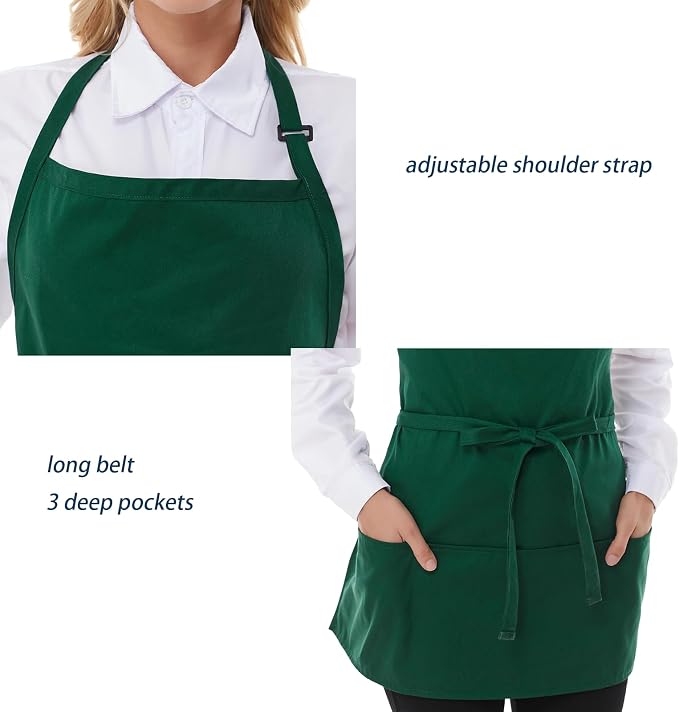 Aprons for Women with 3 Pockets, Server Apron, Aprons for Cooking, Chef Apron - Image 4