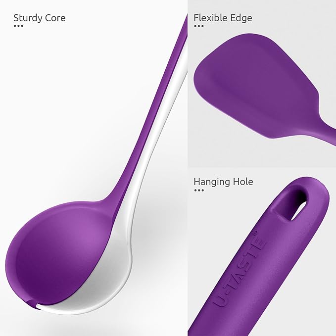 Silicone Kitchen Cooking Utensil Set: U-Taste 600ºF Heat Resistant 13.6in Extra - Image 5