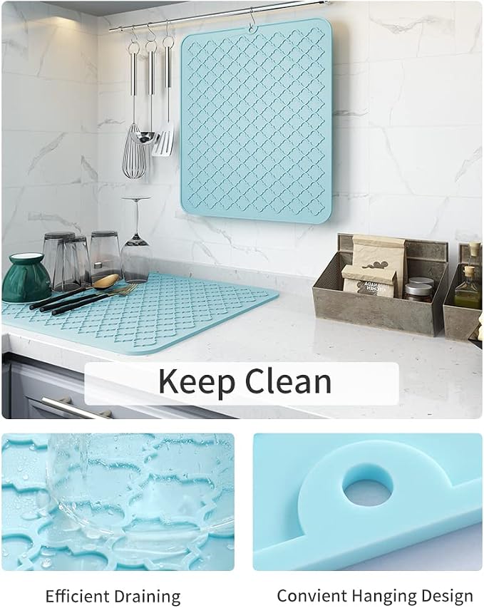AMOAMI-Dish Drying Mats for Kitchen Counter-Silicone Dish Drying Mat-Kitchen - Image 2