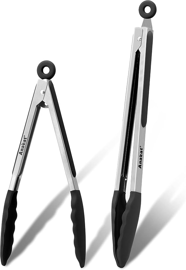 Anaeat Non-Stick Silicone Locking Tong Set of 2 by Anaeat