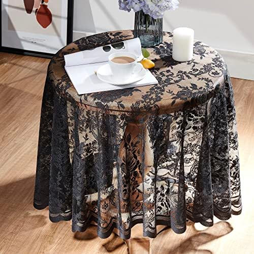 Warm Home Designs 70 Inch Round Black Lace Tablecloth. LTC Black 70