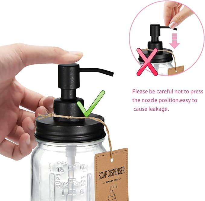 Amolliar Mason Jar Liquid Soap Dispenser, 16OZ Refillable Glass Soap Dispenser - Image 6