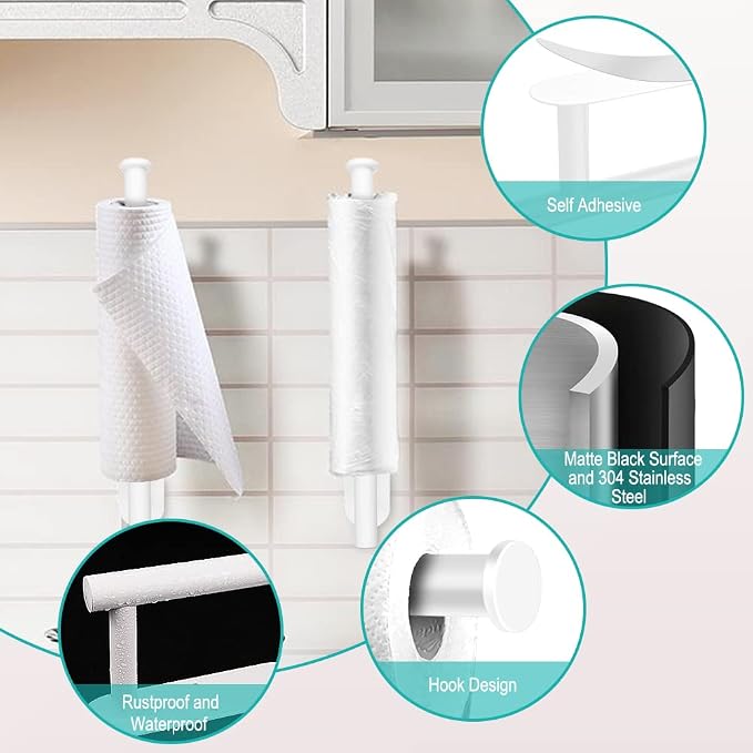 MGahyi Paper Towel Holder Wall Mount, Self Adhesive Or Drilling Paper Towel - Image 3