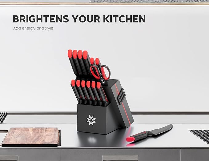 Knife Set - 15 PCS Kitchen Knife Set - Stainless Steel Knife Block Set - - Image 4