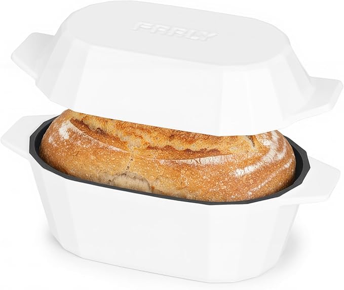 Enameled Cast Iron Dutch Oven for Bread Baking – 3QT Oval Round Heavy Duty by FRRLY