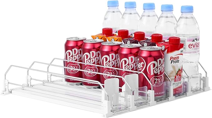 Drink Organizer for Fridge-White Automatic Pusher Glide, 12oz 16oz 20oz-Soda by SZNLZQ