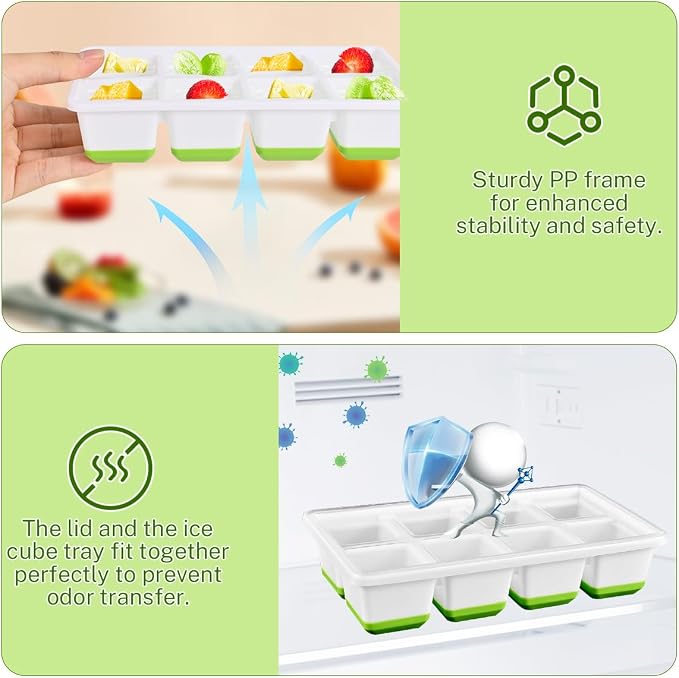 Ice Cube Tray with Lid, Alinana 3-Pack Upgraded Large Silicone Ice Cube Tray - Image 5