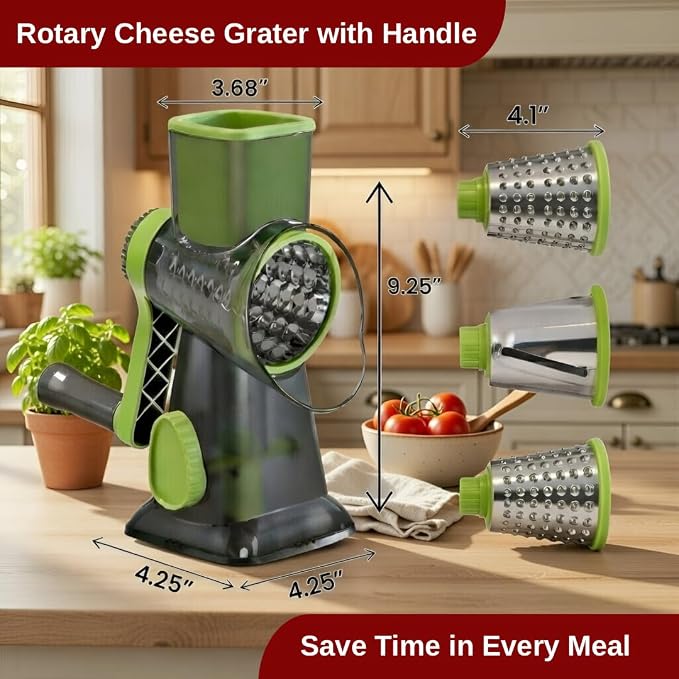 INCITATUS - Cheese Grater Hand Crank - Rotary Cheese Shredder - 3 - Image 4