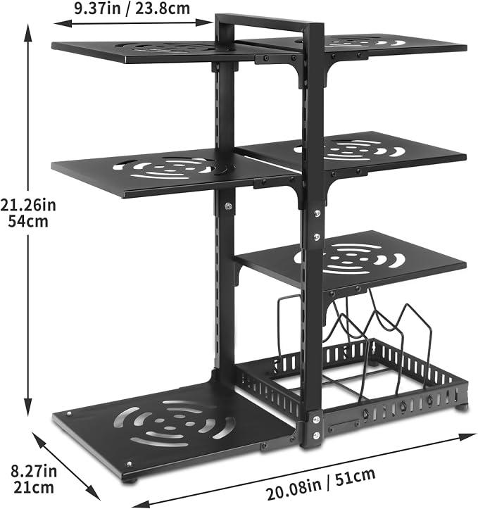 Pot Rack Organizers：CASONNIK 6+1-Tier Adjustable Heavy Duty Pan Organizer - Image 5