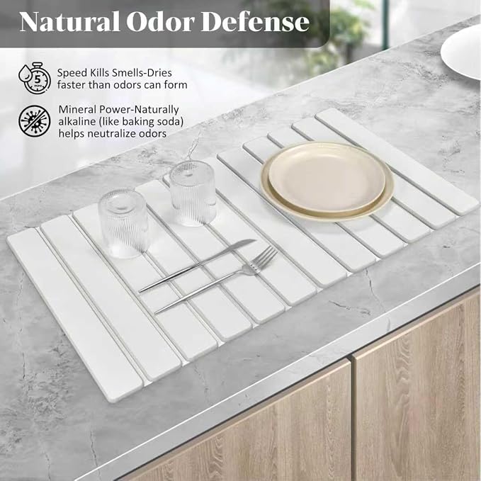Large Stone Dish Drying Mats for Kitchen Counter, Fast Drying Collapsible Dish - Image 5
