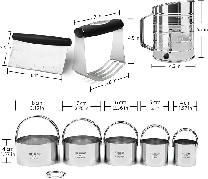 HULISEN Pastry Cutter, Dough Blender, 3 Cup Flour Sifter and Biscuit Cutter - Image 9