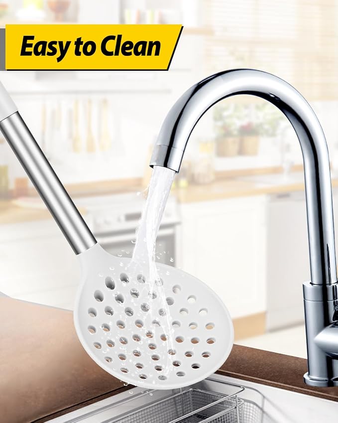 Kitchen Ladle Strainer Set of 2 Large Slotted Spoon - Image 5
