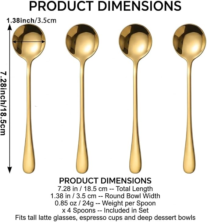Espresso Spoons Long Handle, Round Tip Demitasse Spoon - Image 3