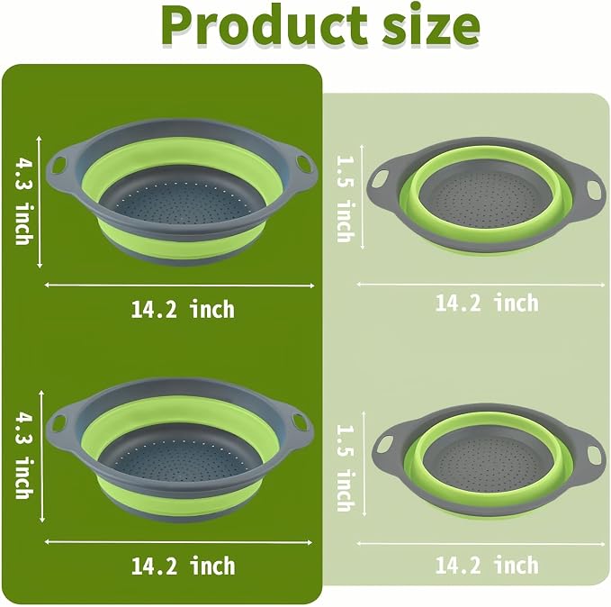 Silicone Colander Collapsible Strainers Set - Image 2