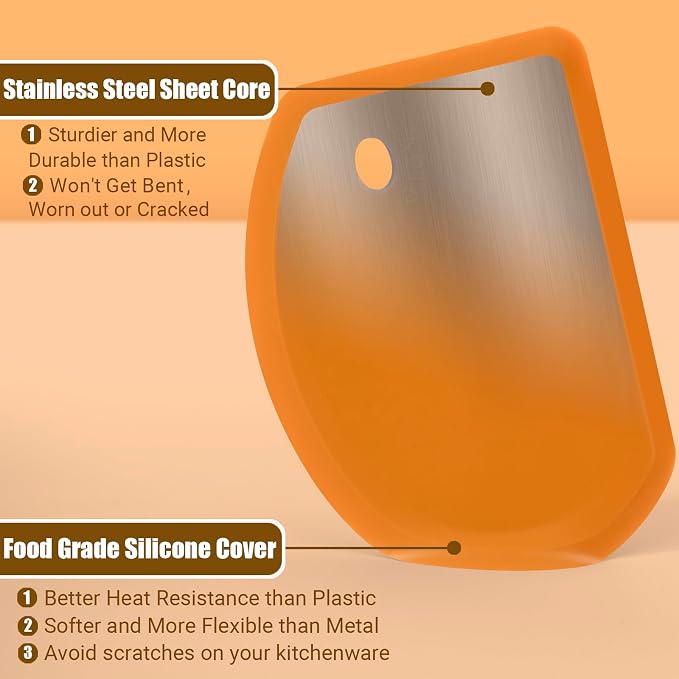 Silicone Dough Scraper with Stainless Steel Sheet, Curved Edge Flexible Bowl - Image 2
