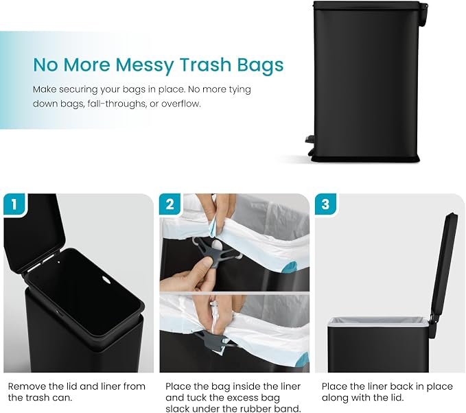 Home Zone Living 8 Gallon Slim Kitchen Trash Can - Image 4