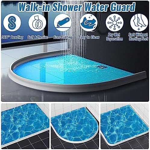 3" High Shower Threshold Water Dam 39" Long Collapsible Shower Water