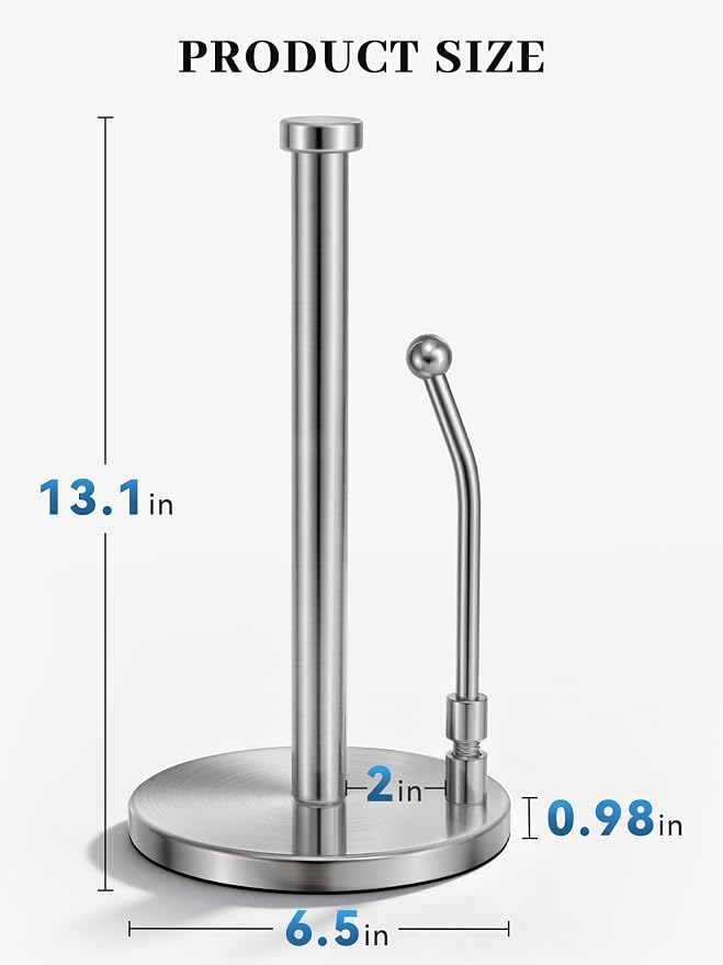 SMARTAKE Paper Towel Holder, Paper Towel Dispenser Standing Weighted Base Non - Image 5