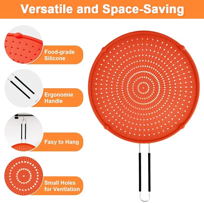 Splatter Screen for Frying Pan, Grease Splatter Guard, Heat-Resistant Splatter - Image 4