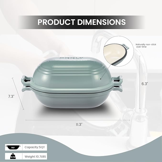 Enameled Cast Iron Dutch Oven for Sourdough Bread Baking, 11 x 7 Inch Oval Cast - Image 2