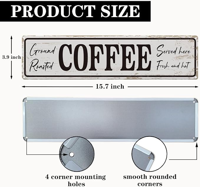 Coffee Signs for Coffees Corner Decor, Ground Roasted Coffee Served Here Sign - Image 2