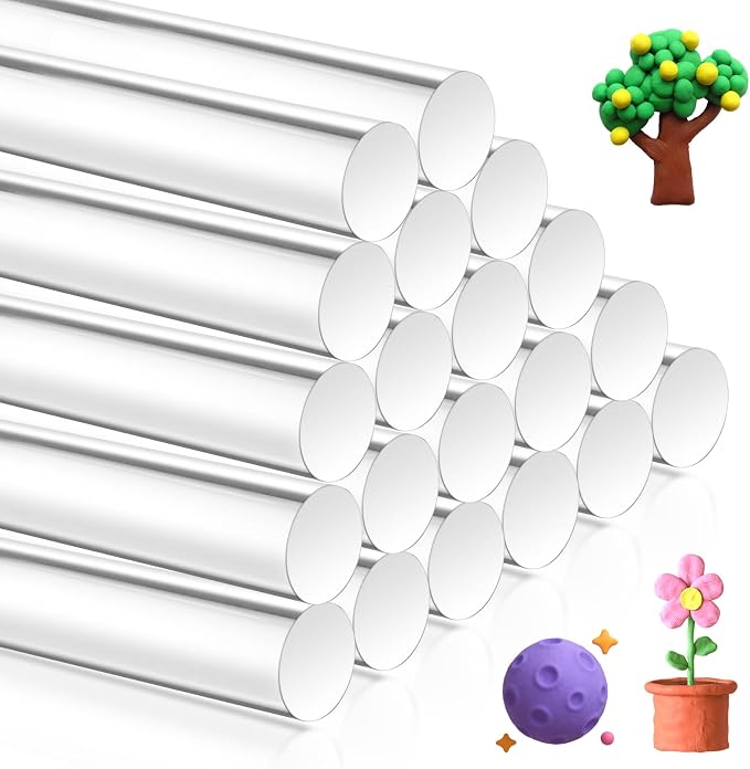 20 Pcs Acrylic Clay Roller, 6.5 Inch Round Tube Roller Pin Plastic Rolling Pin by Aemygo