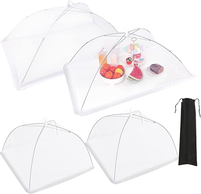 JULBEAR 4 Pcs Extra Large Mesh Food Cover Tent Umbrella Food Screen Covers by JULBEAR