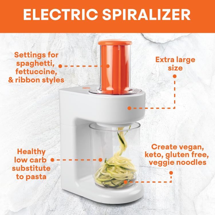 MasterChef Electric Spiralizer- 3in1 Vegetable Noodle, Homemade Pasta