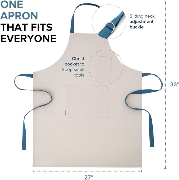 Cotton Canvas Apron for Women & Men – Adjustable Neck Strap & Waist Ties - Image 4