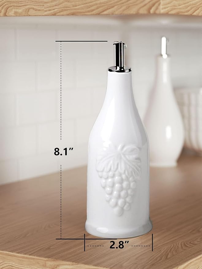 HOMBENE Ceramic Oil & Vinegar Dispenser Set, 12 oz/350ml, 2 Pack, Dripless Spout - Image 2