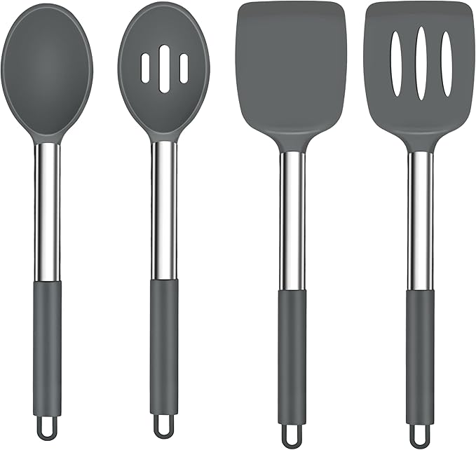 TeamFar Kitchen Utensils, for Non-stick Cookware Flipping, Draining – Gray by TeamFar