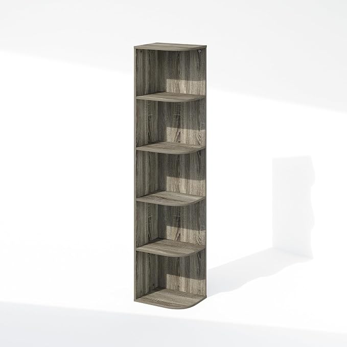 Furinno Reed Corner Shelf, 5-Tier Corner Bookshelf, Book Shelf, Corner Shelves by Furinno-FitsYourSpaceFitsYourBudget