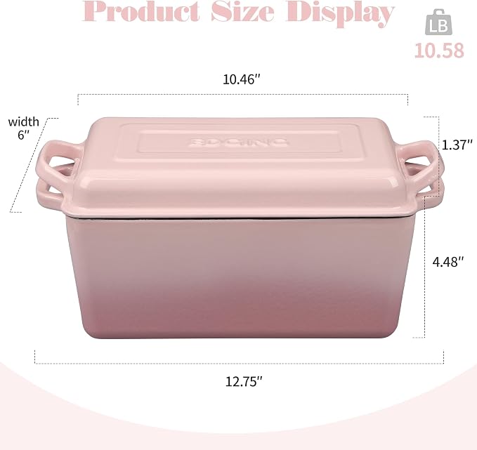 EDGING CASTING Enameled Cast Iron Dutch Oven, Oblong Bread Oven - Image 2