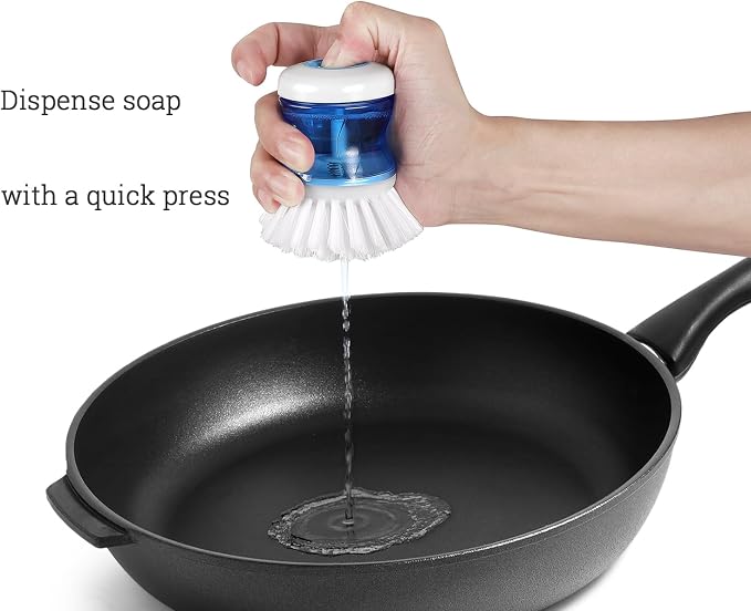 Dish Brush with Soap Dispenser, Firm Bristles Dish Scrubber - Image 4