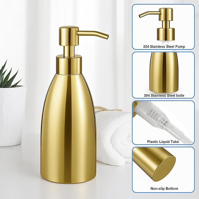 304 Stainless Steel Soap Dispenser 16oz Rust-Proof Liquid Soap Pump Bottle - Image 6