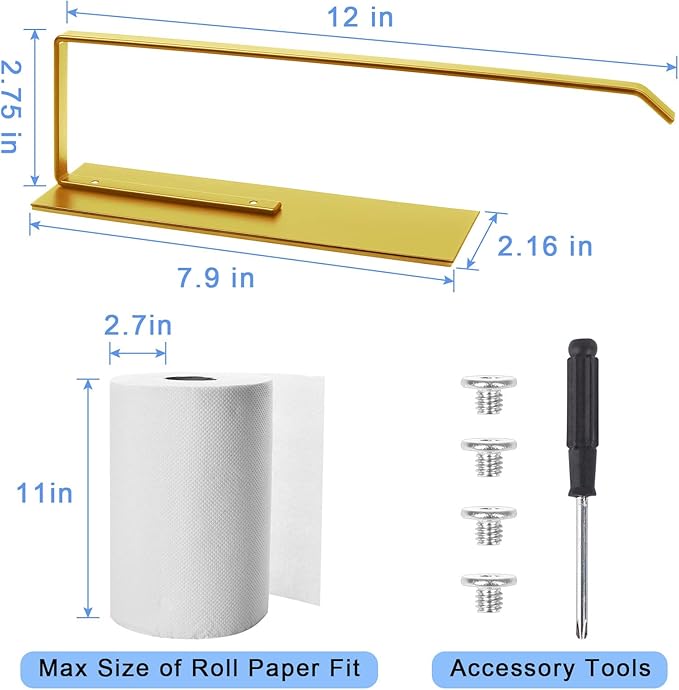 Gold Paper Towel Holder, Magnetic Paper Towel Holder - Image 2