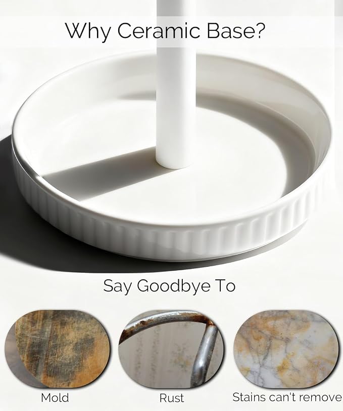 VROOMIUM Paper Towel Holder, Ceramic Base Water & Oil Resistant, Fits Double - Image 2