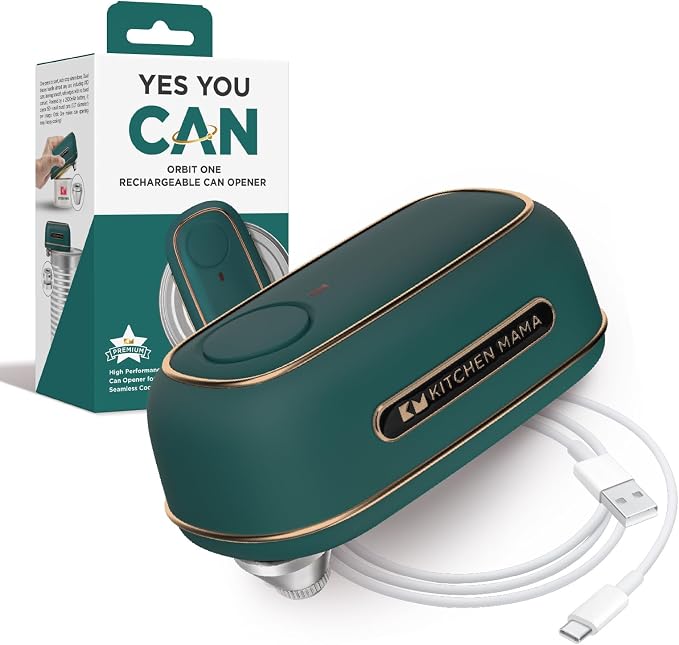 Kitchen Mama Orbit One Rechargeable Electric Can Opener: Hands-free, USB-C by KitchenMama