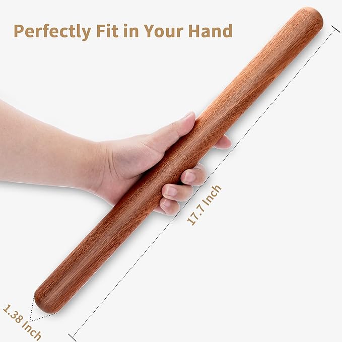 Aisoso French Rolling Pin, 17.7 Inches Wood Rolling Pin - Image 2