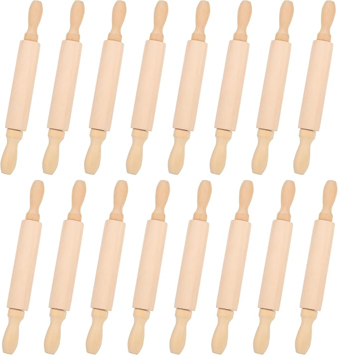 16 Pcs 8 Inch Mini Wooden Rolling Pins Small Wood Rolling Pin Wooden Roller by Unknown