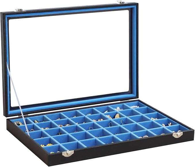 Stratalife Jewelry Organizer 40 Grid Blue Black Jewelry Tray by Stratalife