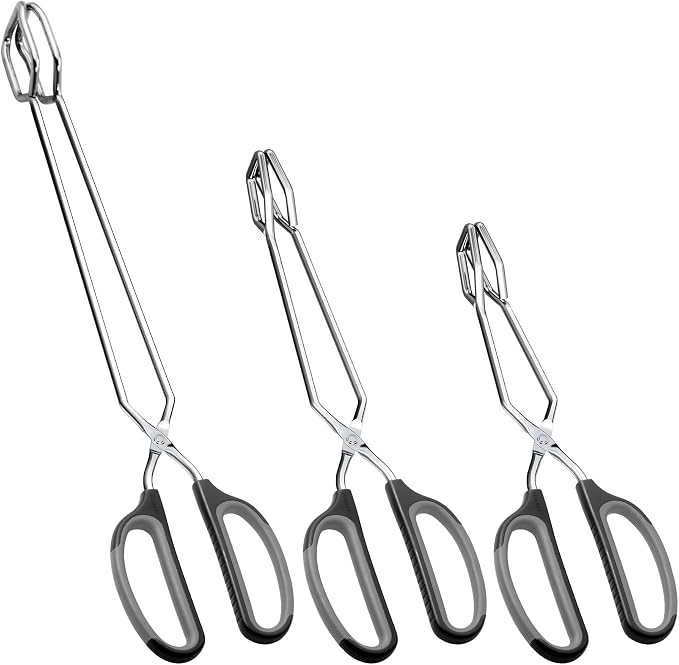 HINMAY Stainless Steel Scissor Tongs Cooking Tongs Set by HINMAY