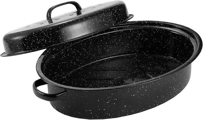 Granite Roasting Pan, Medium 15.7” Enameled Roasting Pan by Kendane