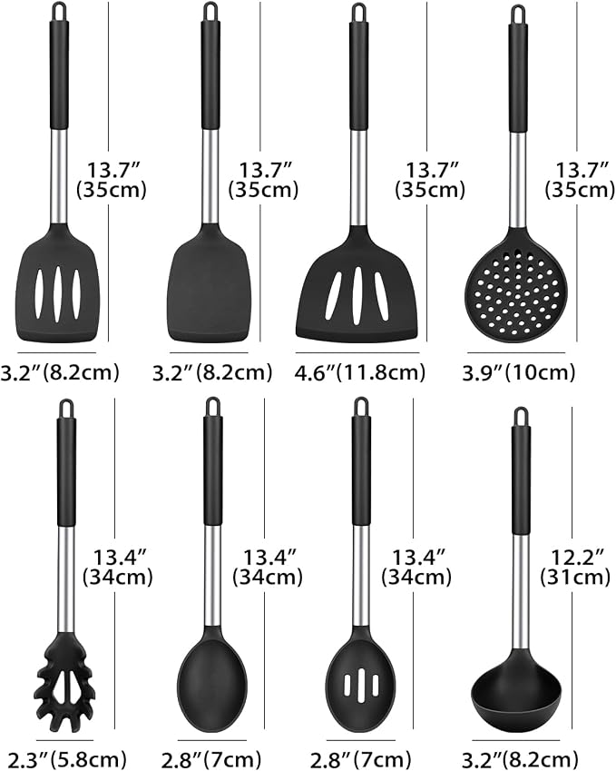 Silicone Cooking Utensil Set, BPA Free Heat Resistant Kitchen Tools - Image 2