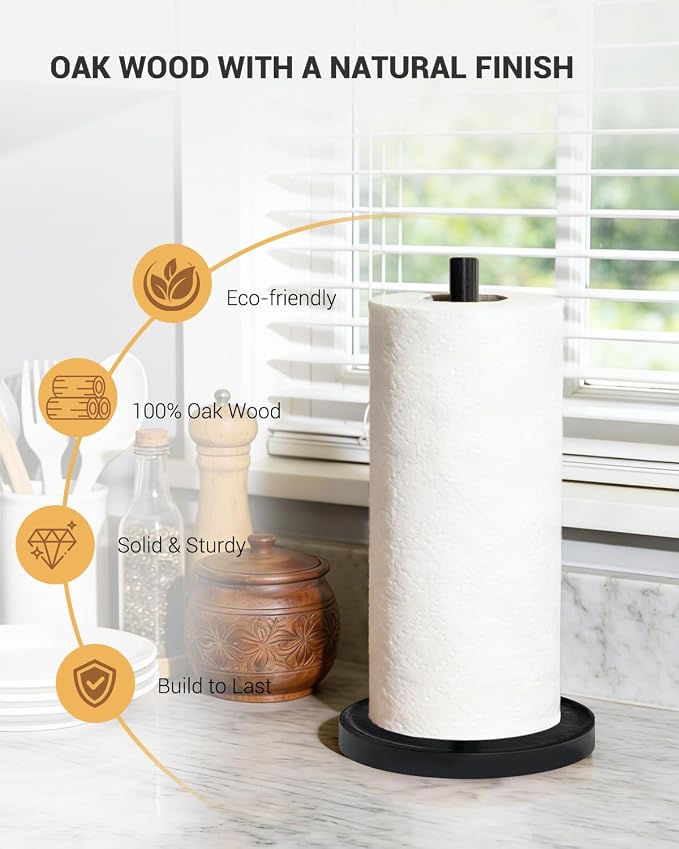 NESAPTO Paper Towel Holder Countertop, Wooden Freestanding Paper Towel Stand - Image 5