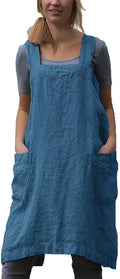 VLZUFE Cotton Linen Apron for womens Cross Back Apron Pinafore Dress for Baking by Unknown