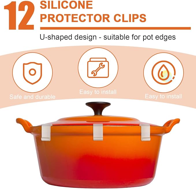 24pcs Dutch Oven Lid Protector Clips, Silicone Dutch Oven Lid Flexible Bumper - Image 3