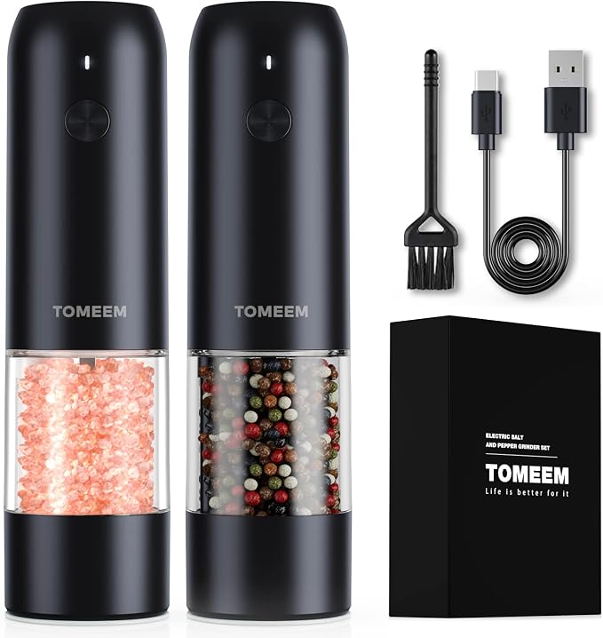 TOMEEM Electric Salt and Pepper Grinder Set by Tomeem