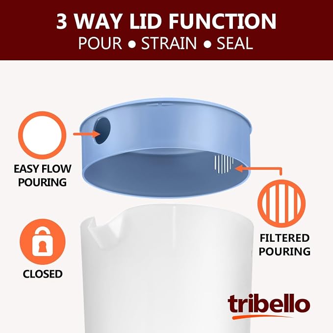 Tribello 1 Gallon Pitcher with Lid, Freezer/Dishwasher Safe, and BPA Free - Image 4