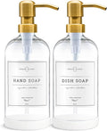 Vine Creations Glass Soap Dispenser, 2 Pack Kitchen Soap Dispenser Set by VineCreations